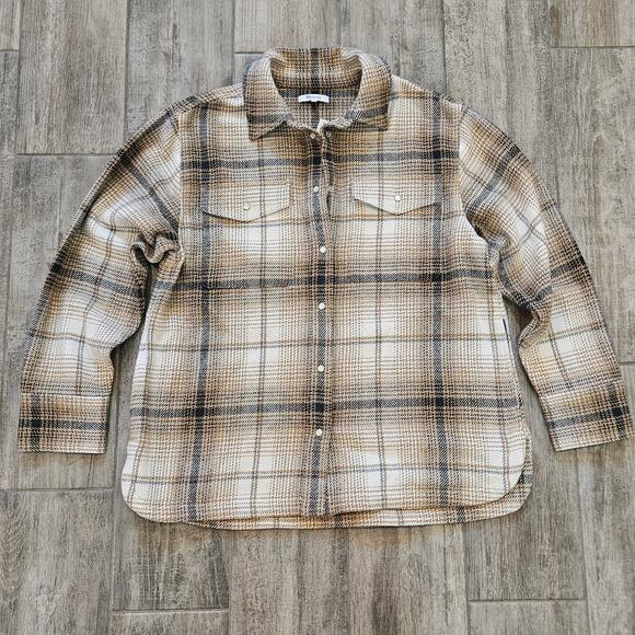 Madewell Flannel Button-Up Shirt-Jacket Womens Size L Do Well Eco Shacket NEW - Picture 3 of 14